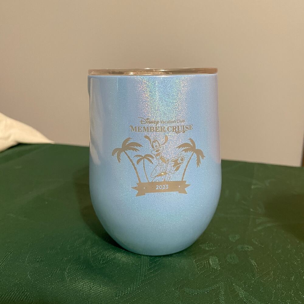 Disney Vacation Club Member Cruise 2023 Goofy Wine Coffee Tumbler Blue Corkcicle